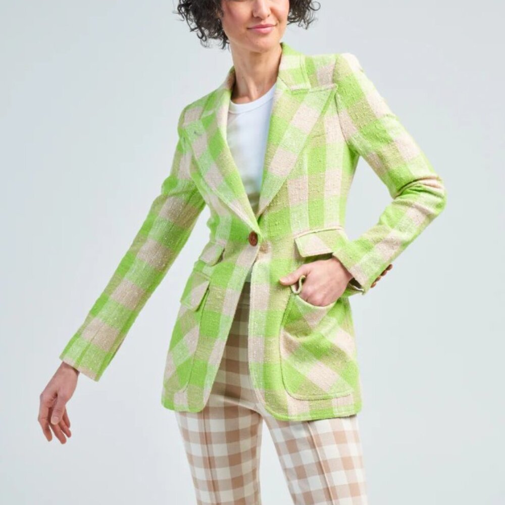 NWT Smythe Lime Check Birkin Blazer - 4